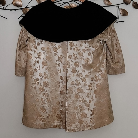 Very Vintage Gold Swing Coat-Black Velvet and Gold Damask - Picture 2 of 7